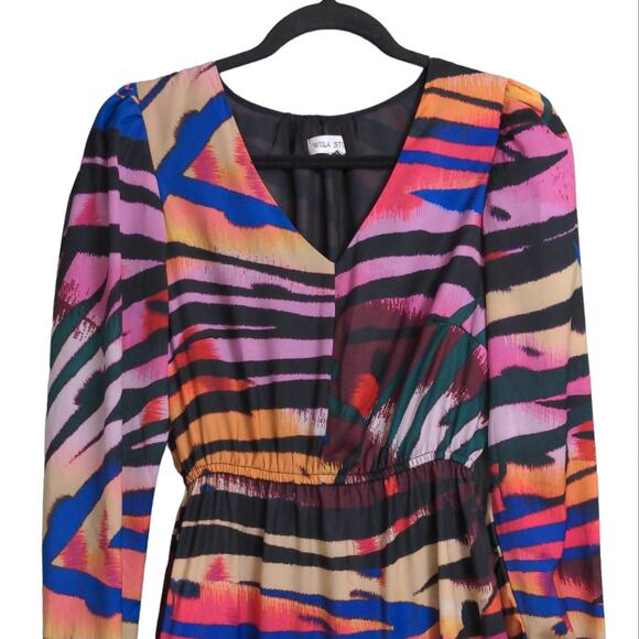 Willa Story Womens Fit & Flare Dress Multicolor Abstract Elastic Waist Midi XS - Picture 3 of 10